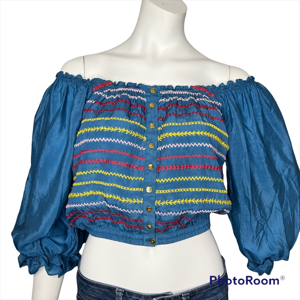 Carolina K Alexa Blouse in Blue Sz M NWT